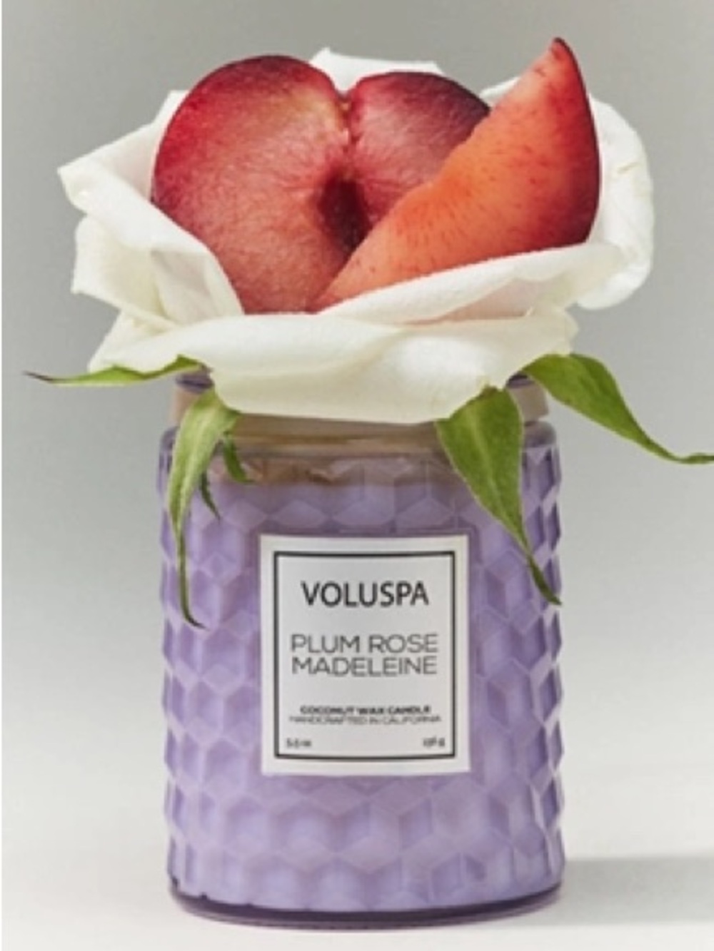 Voluspa Floral Plum Rose Madeleine Glass Candle